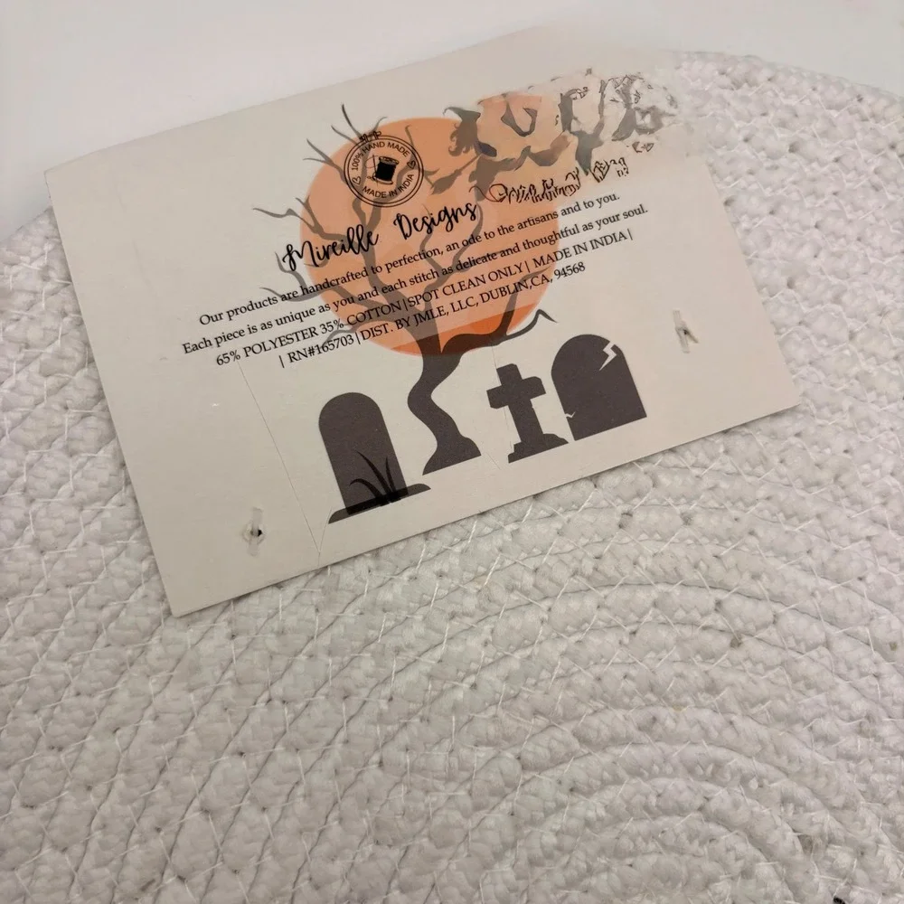 Haunted Lane Halloween Braided Placemats Set of 4 Ghost Pumpkin Checkered 15in
